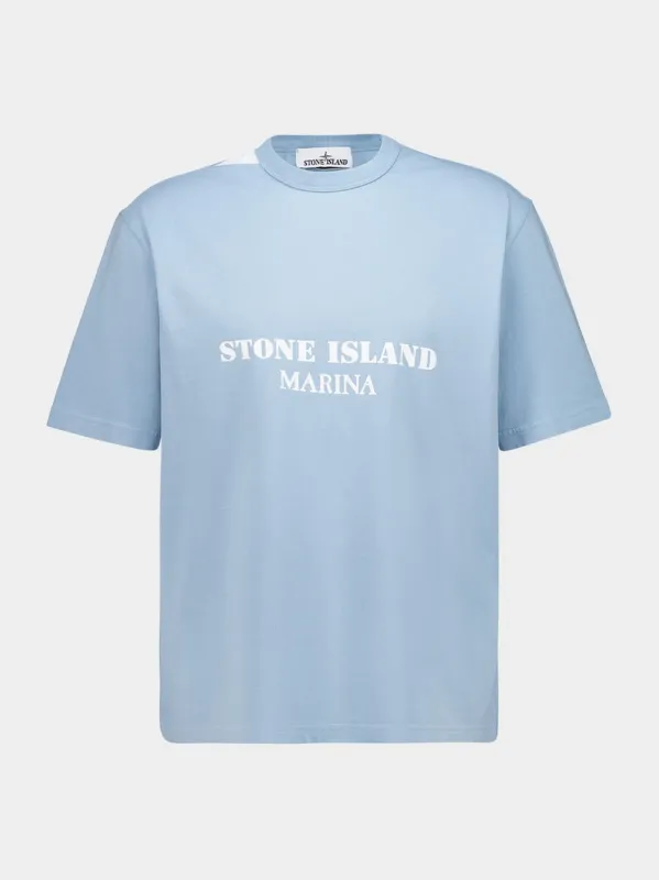 Powder Blue Marina Cotton T-Shirt made by Stone Island