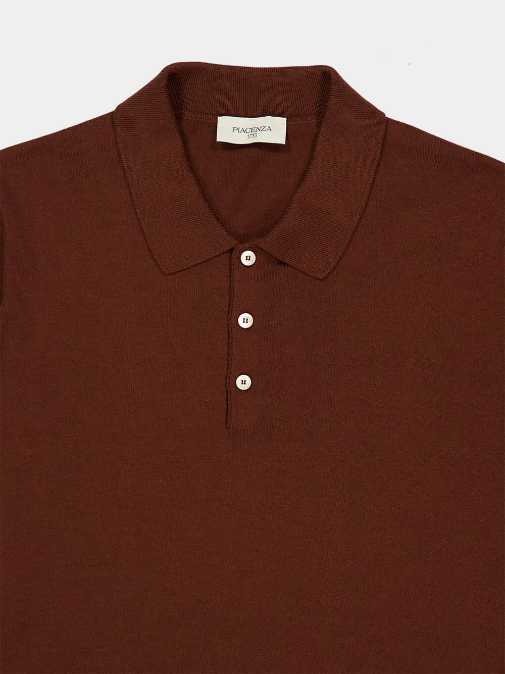 Chocolate Brown Silk and Cotton Polo Shirt sold by Fashion Clinic product image thumbnail 3
