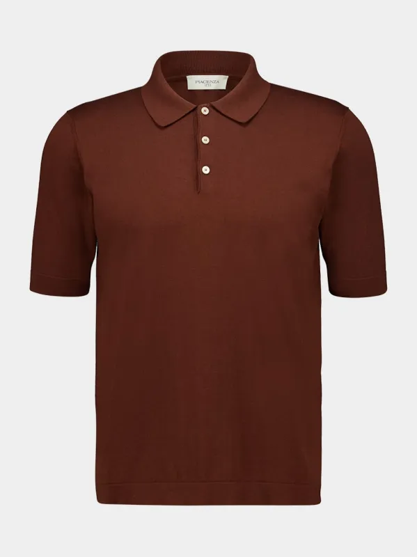 Chocolate Brown Silk and Cotton Polo Shirt made by Fashion Clinic