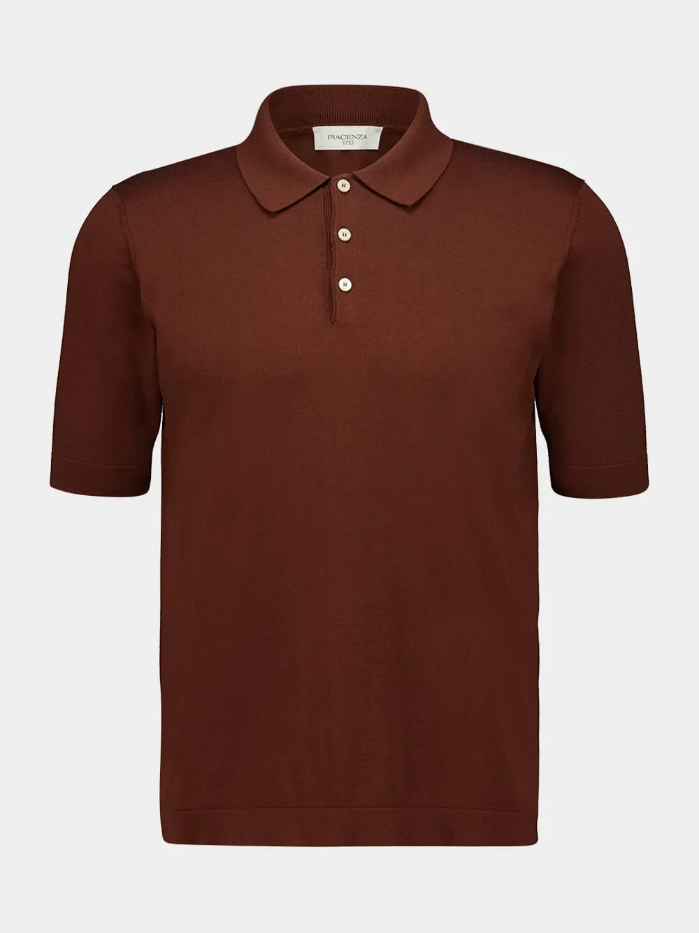 Chocolate Brown Silk and Cotton Polo Shirt sold by Fashion Clinic