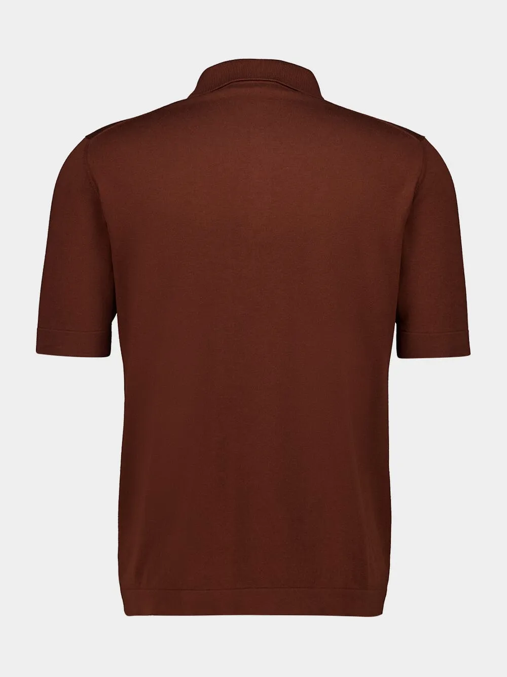 Chocolate Brown Silk and Cotton Polo Shirt sold by Fashion Clinic product image thumbnail 2