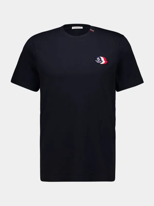 Navy Blue Cotton T-Shirt with Logo made by Moncler
