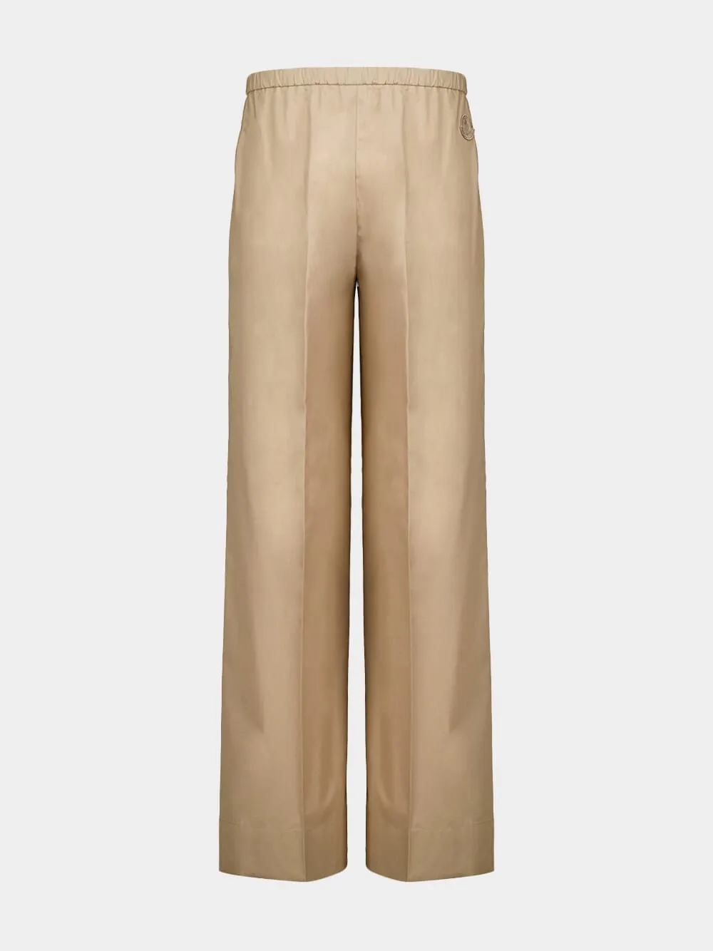 Beige Cotton Poplin Wide-Leg Trousers sold by Fashion Clinic