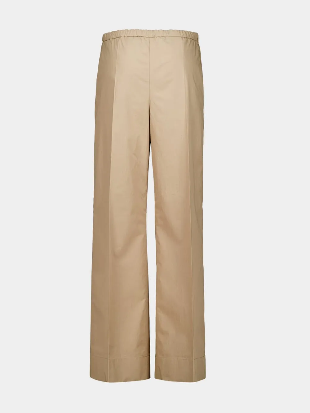 Beige Cotton Poplin Wide-Leg Trousers sold by Fashion Clinic product image thumbnail 2
