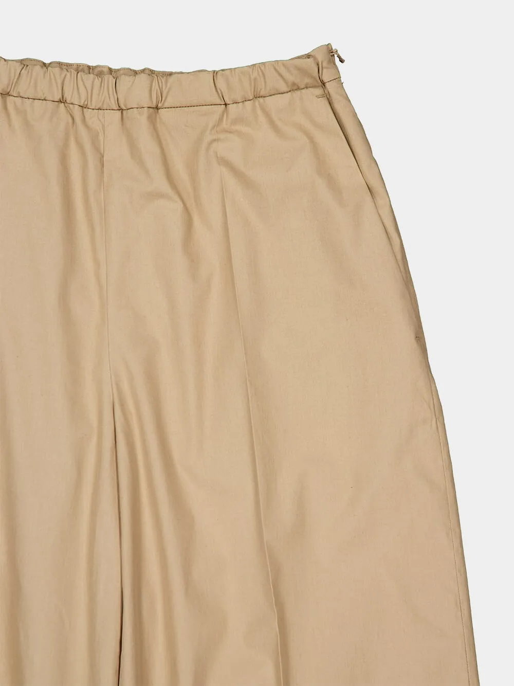 Beige Cotton Poplin Wide-Leg Trousers sold by Fashion Clinic product image thumbnail 4