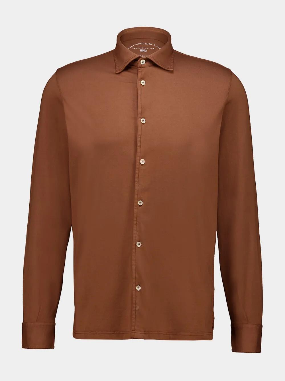 Sienna Brown Knitted Cotton Long Sleeve Shirt sold by Fashion Clinic