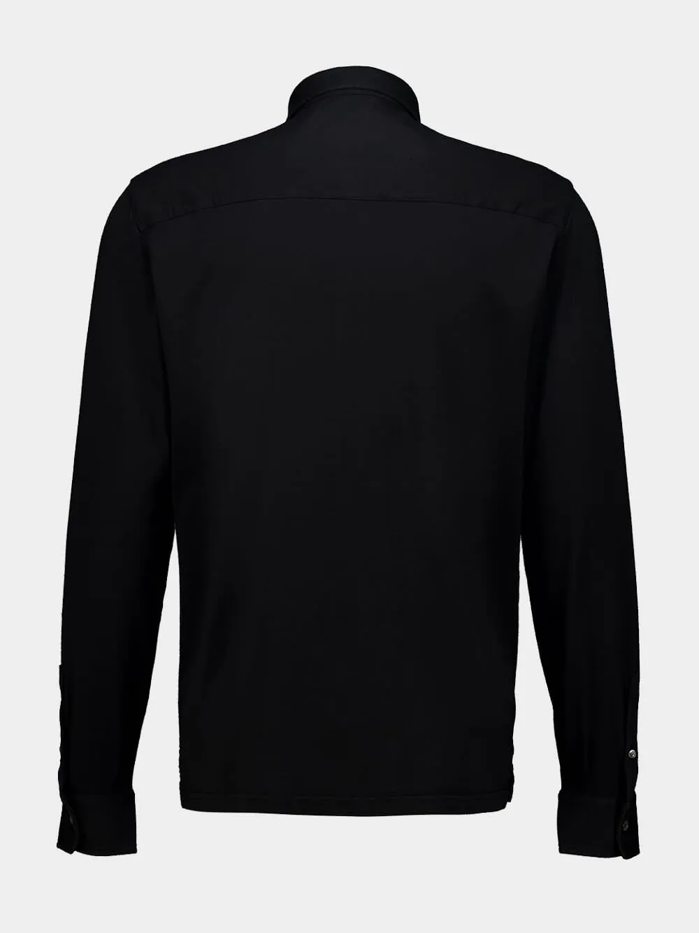 Black Knitted Cotton Long Sleeve Shirt sold by Fashion Clinic product image thumbnail 2