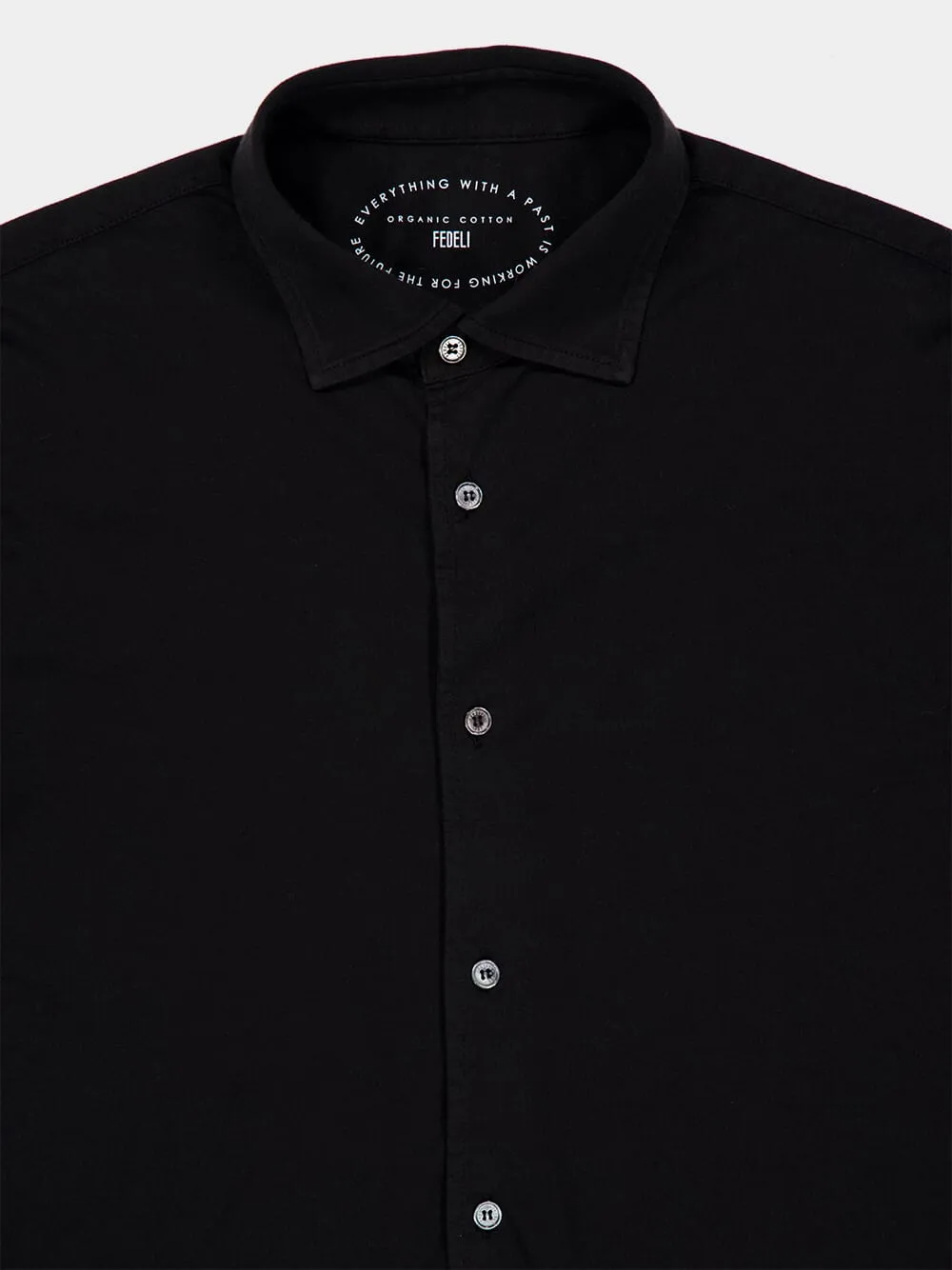 Black Knitted Cotton Long Sleeve Shirt sold by Fashion Clinic product image thumbnail 3