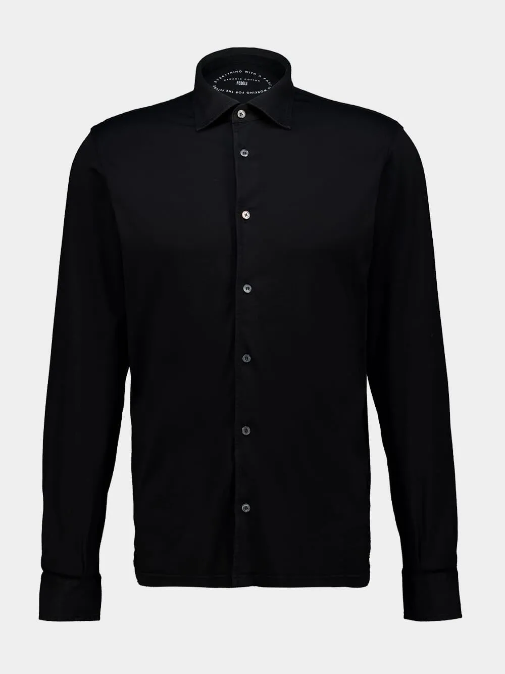 Black Knitted Cotton Long Sleeve Shirt sold by Fashion Clinic