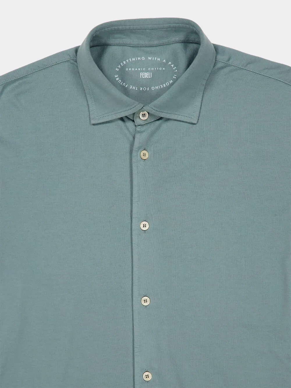 Green Knitted Cotton Long Sleeve Shirt sold by Fashion Clinic product image thumbnail 3