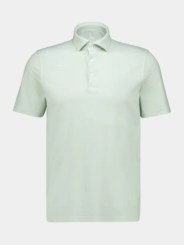 Ivy Green Knitted Cotton Polo Shirt made by Fedeli