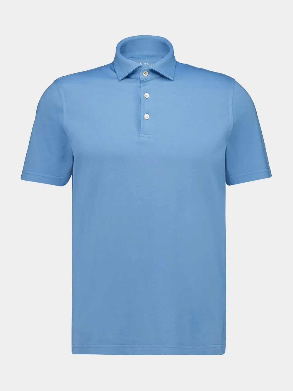 Steel Blue Knitted Cotton Polo Shirt sold by Fashion Clinic