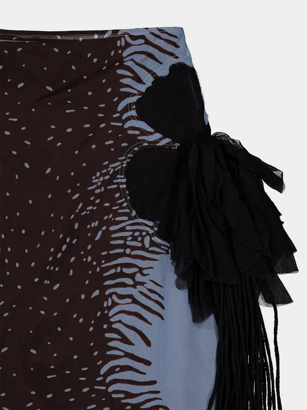 Washed Denim and Espresso Silk Animal Print Skirt sold by Fashion Clinic product image thumbnail 5