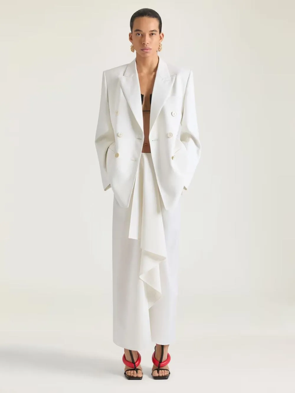 White Draped Wool Mohair Long Skirt sold by Fashion Clinic product image thumbnail 2