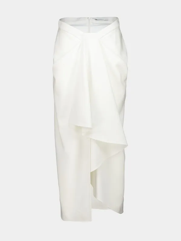 White Draped Wool Mohair Long Skirt made by Givenchy