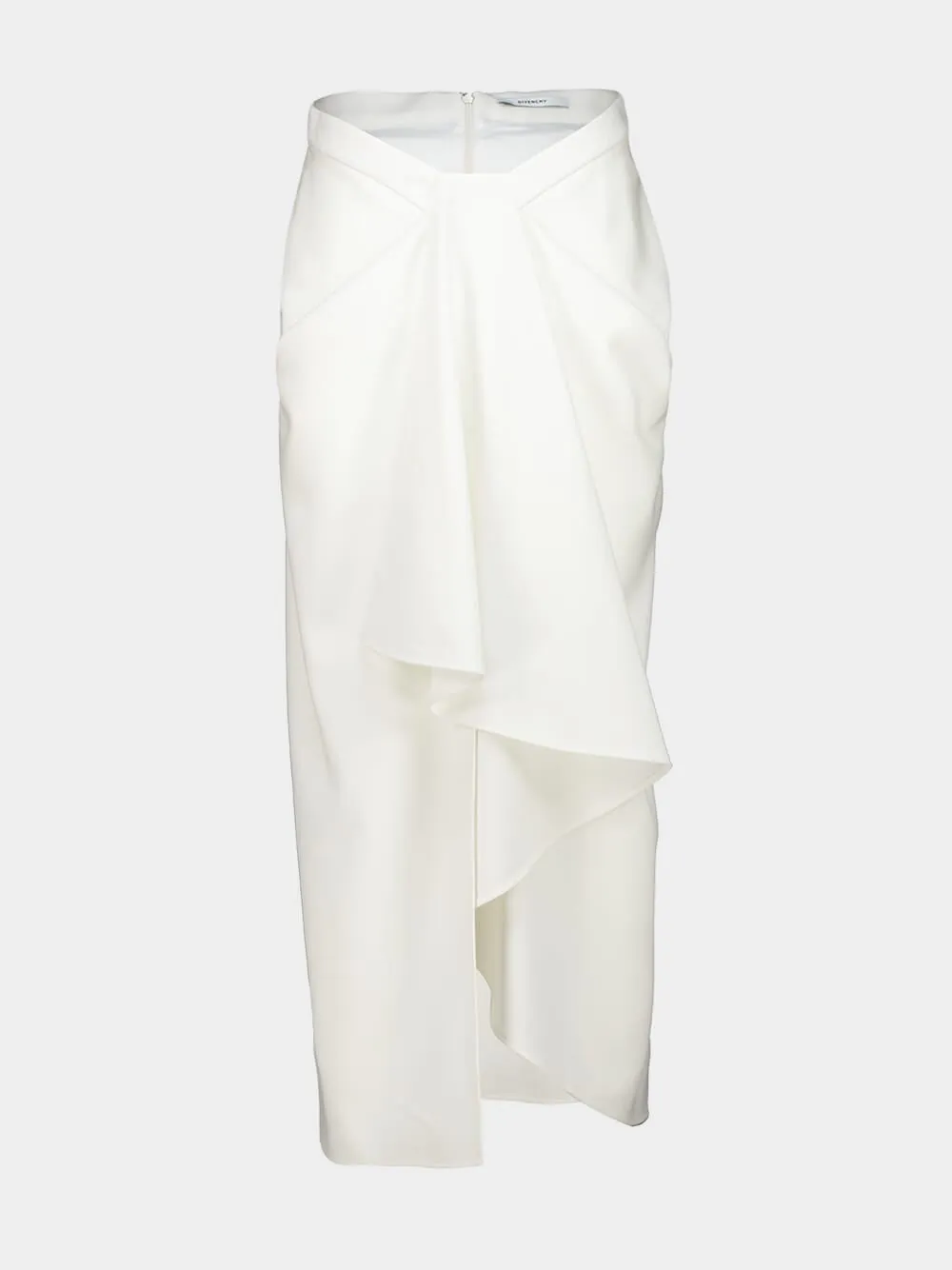 White Draped Wool Mohair Long Skirt sold by Fashion Clinic