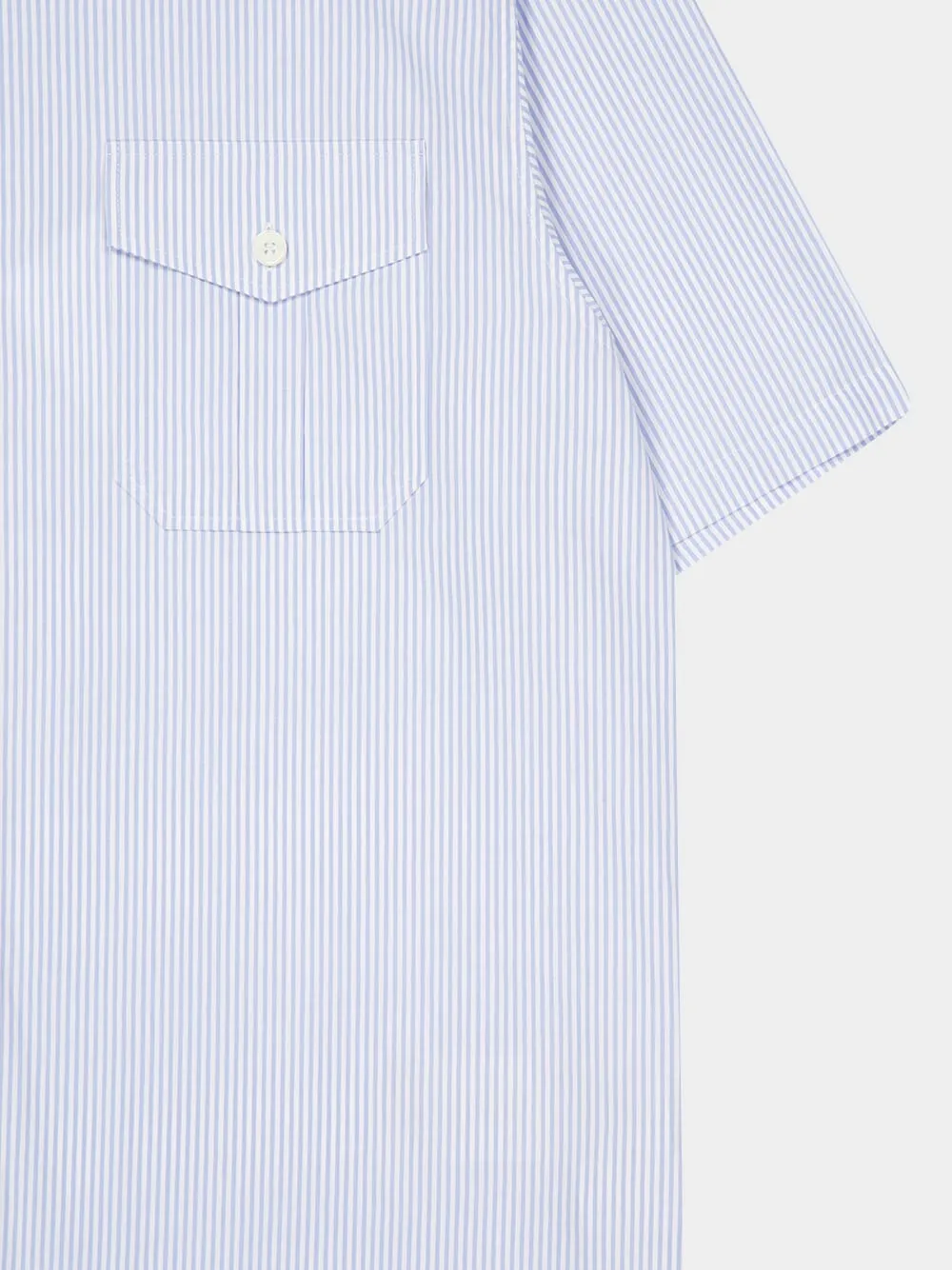 Light Blue Striped Cotton Short Sleeve Shirt sold by Fashion Clinic product image thumbnail 4