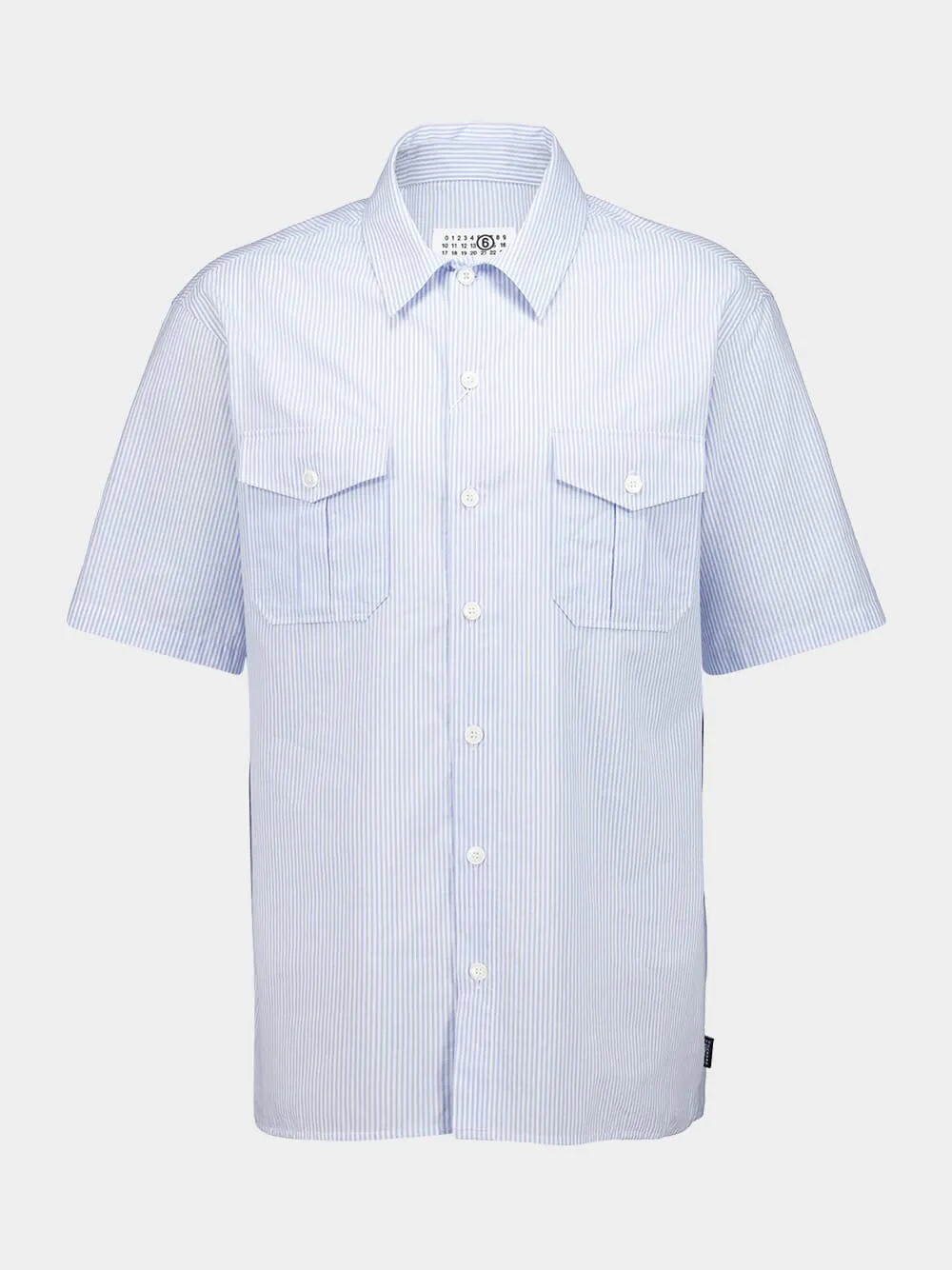 Light Blue Striped Cotton Short Sleeve Shirt sold by Fashion Clinic