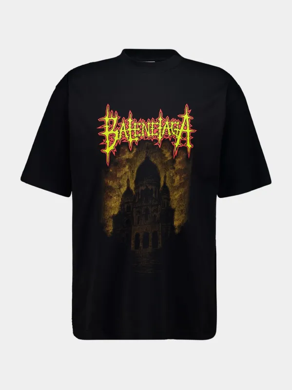 Black Cotton Graphic T-Shirt made by Balenciaga