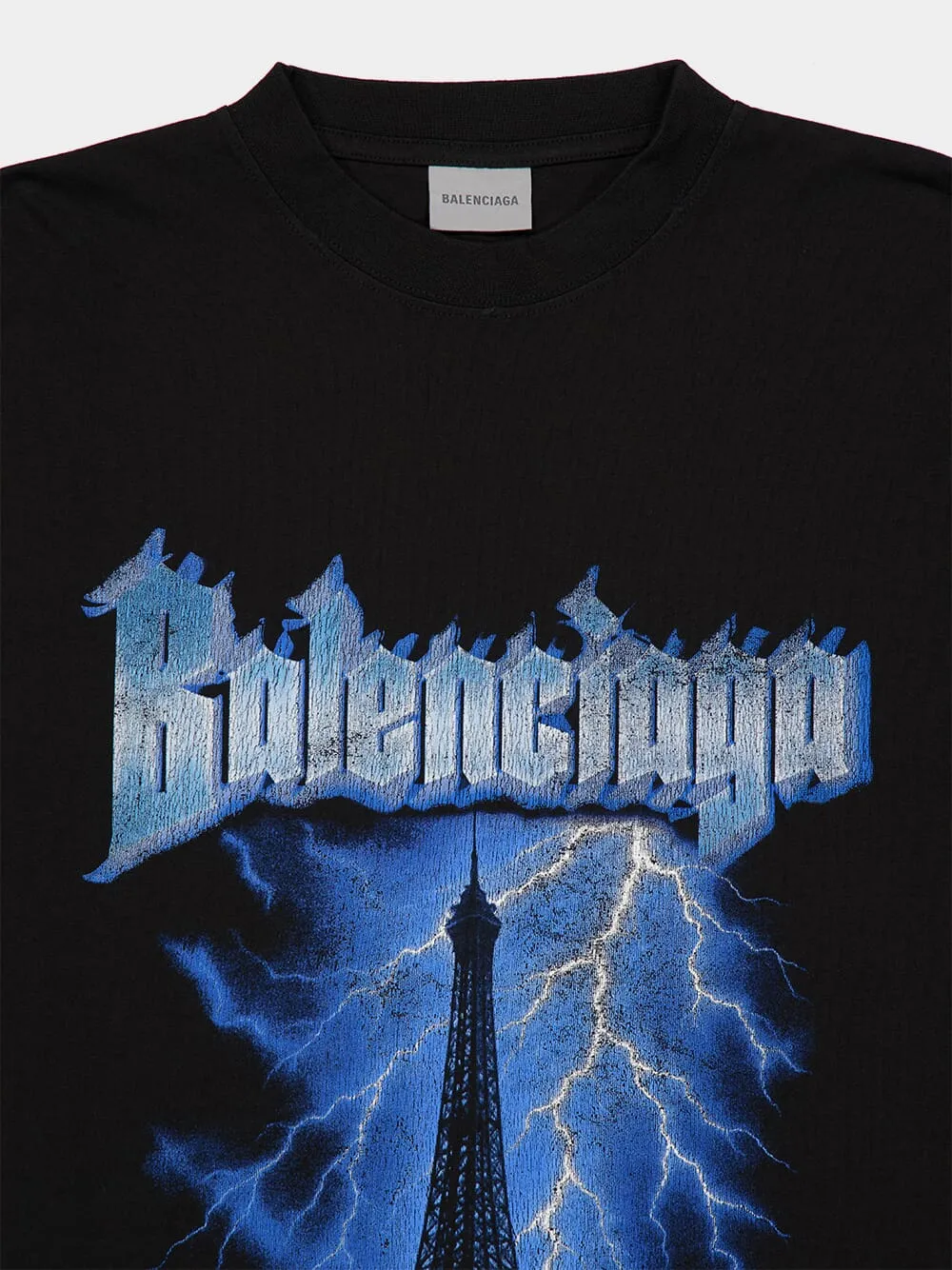 Black Paris Thunderstorm Oversized T-Shirt sold by Fashion Clinic product image thumbnail 5