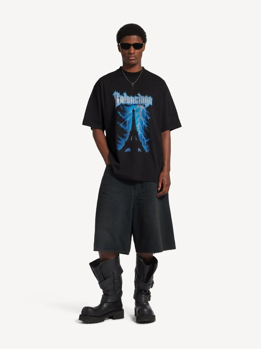 Black Paris Thunderstorm Oversized T-Shirt sold by Fashion Clinic product image thumbnail 2