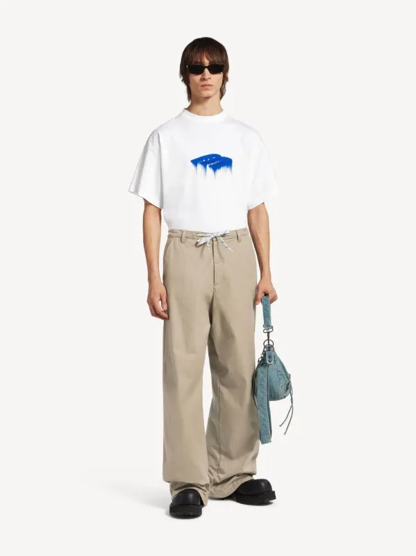 White Wet Brush Graphic Cotton T-Shirt made by Balenciaga