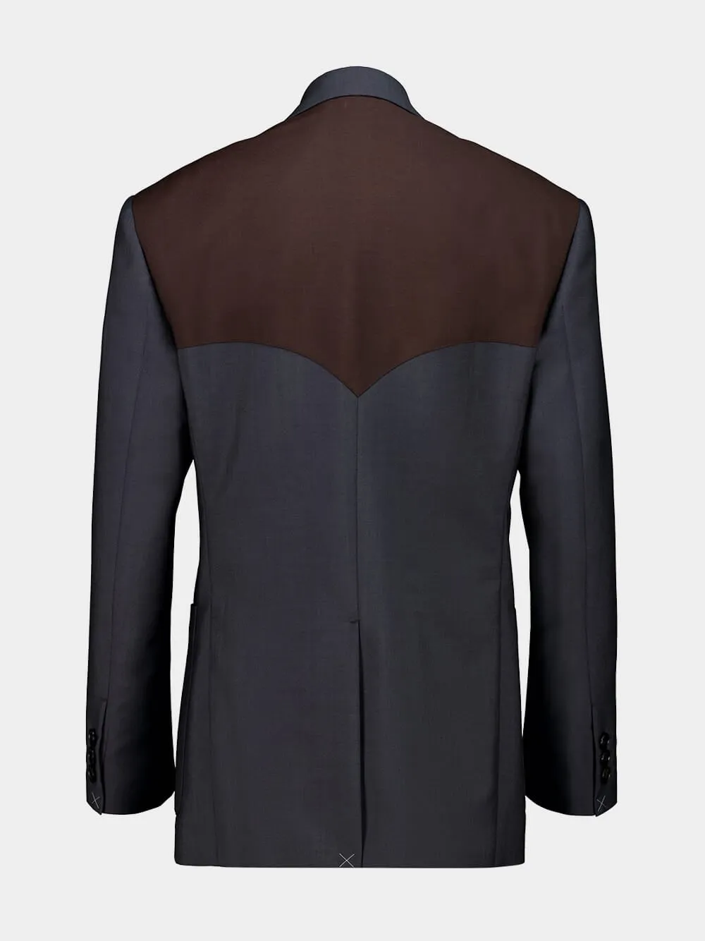 Grey and Brown Wool-Mohair Blazer with Contrast Panels sold by Fashion Clinic product image thumbnail 4