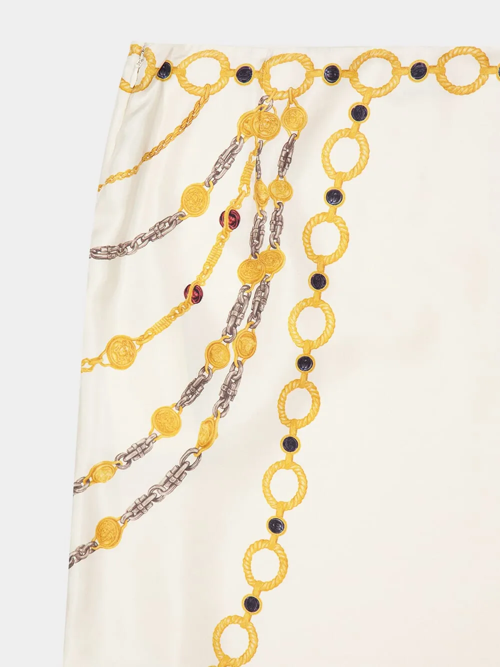 Ivory Silk Twill Chain Print Midi Skirt sold by Fashion Clinic product image thumbnail 4