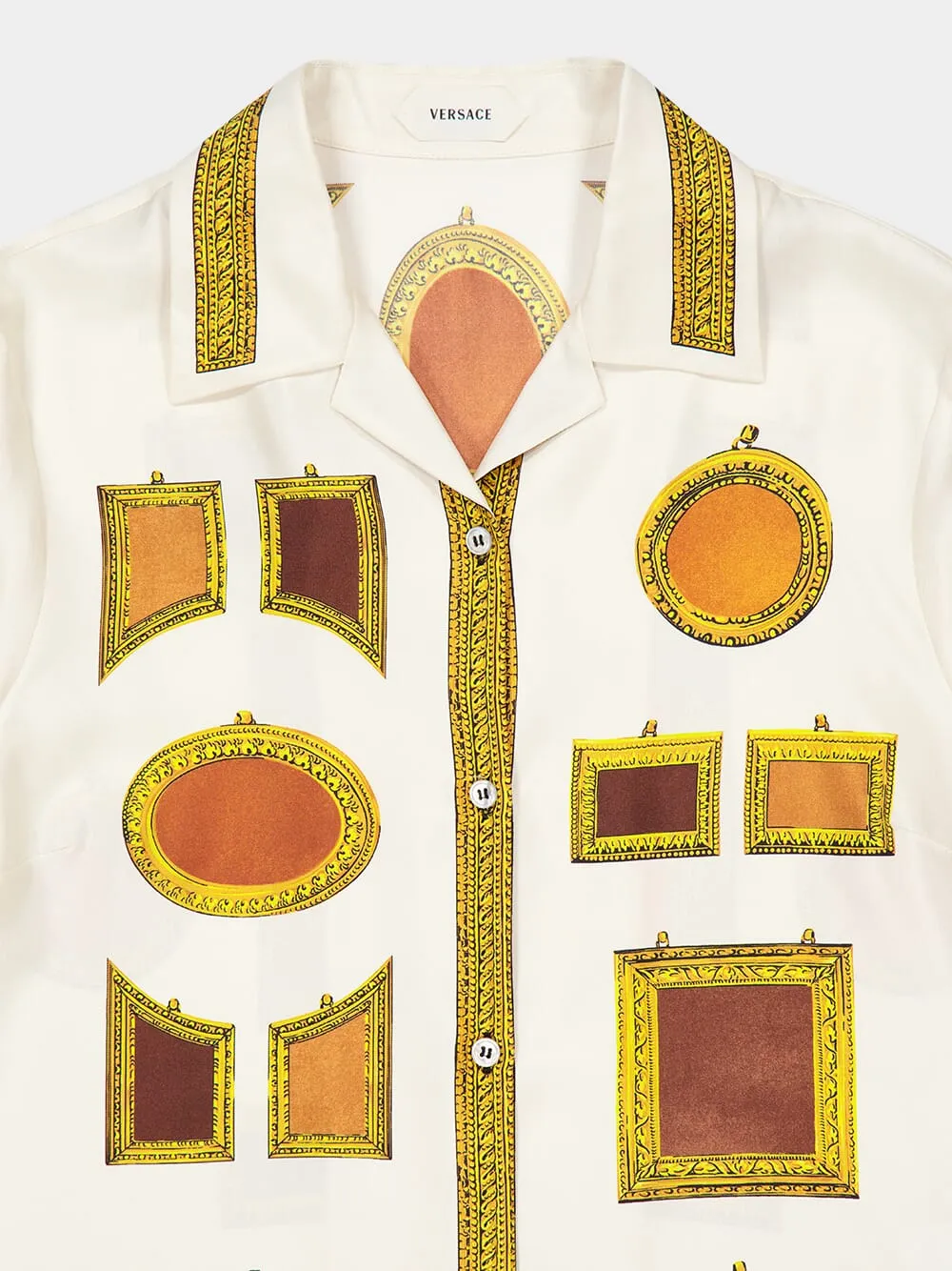 White Printed Silk Twill Shirt with Frame Motif sold by Fashion Clinic product image thumbnail 5