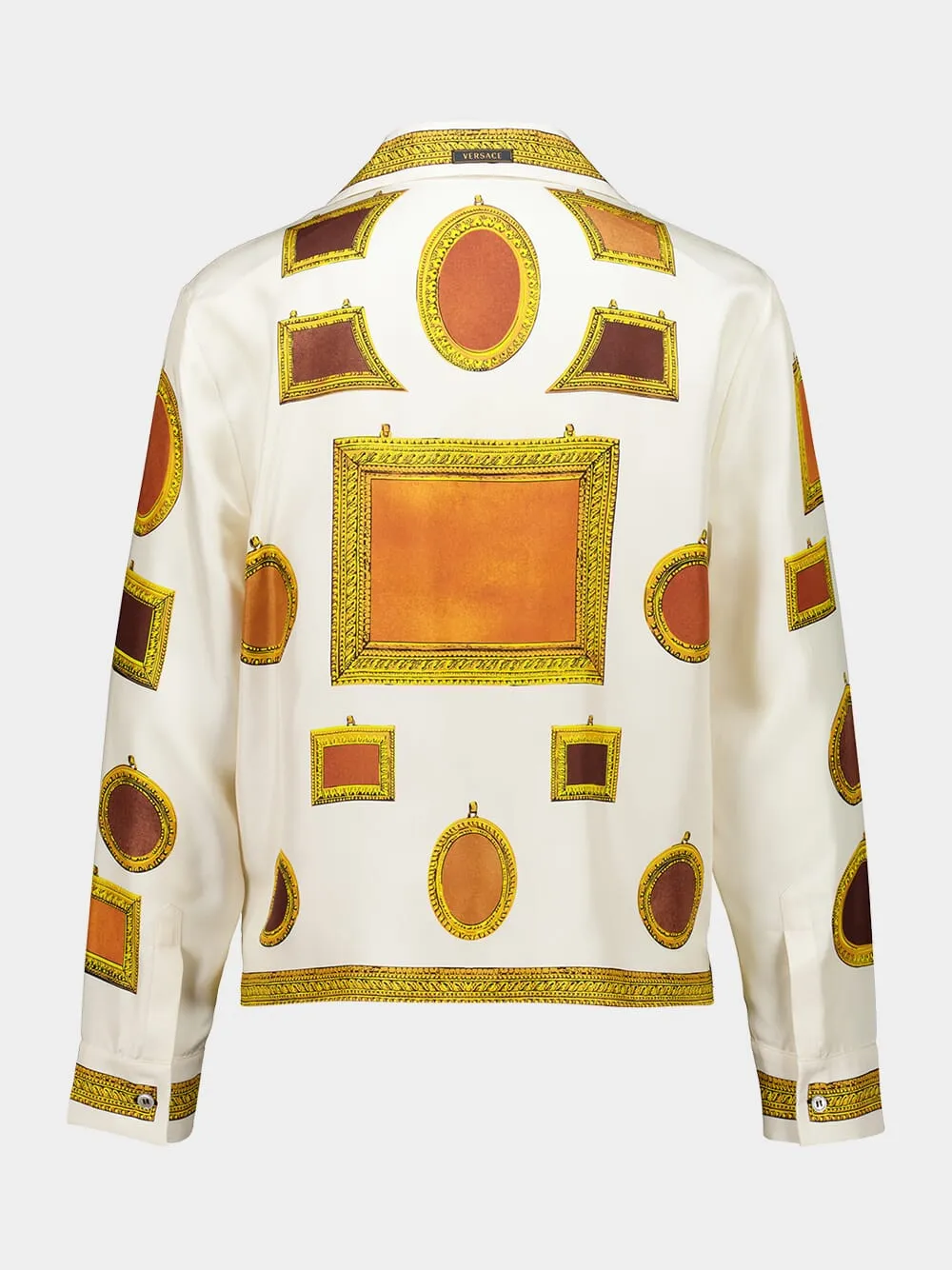 White Printed Silk Twill Shirt with Frame Motif sold by Fashion Clinic product image thumbnail 3