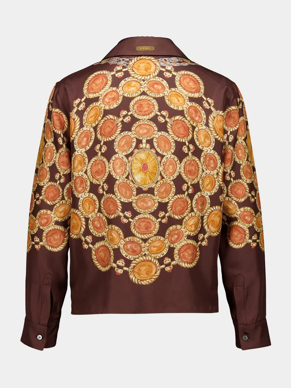 Brown Printed Silk Twill Shirt with Chain Motif sold by Fashion Clinic product image thumbnail 4