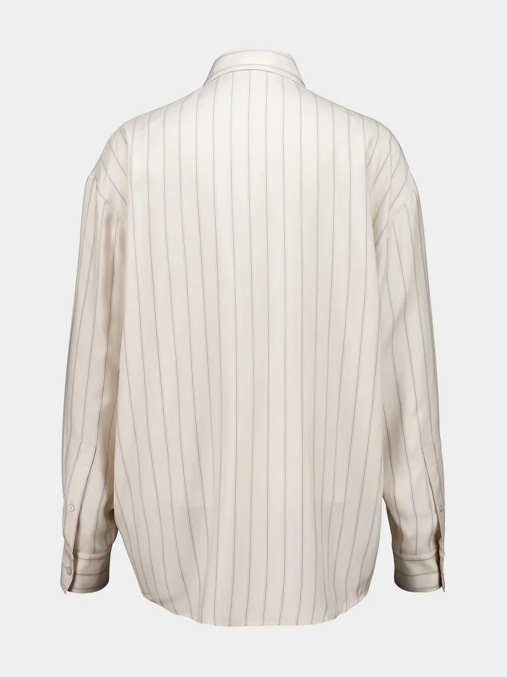 Beige Striped Silk Twill Oversized Shirt sold by Fashion Clinic product image thumbnail 3