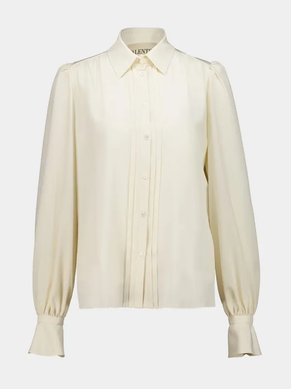 Vanilla Silk Crêpe de Chine Long Sleeve Shirt made by Valentino Garavani