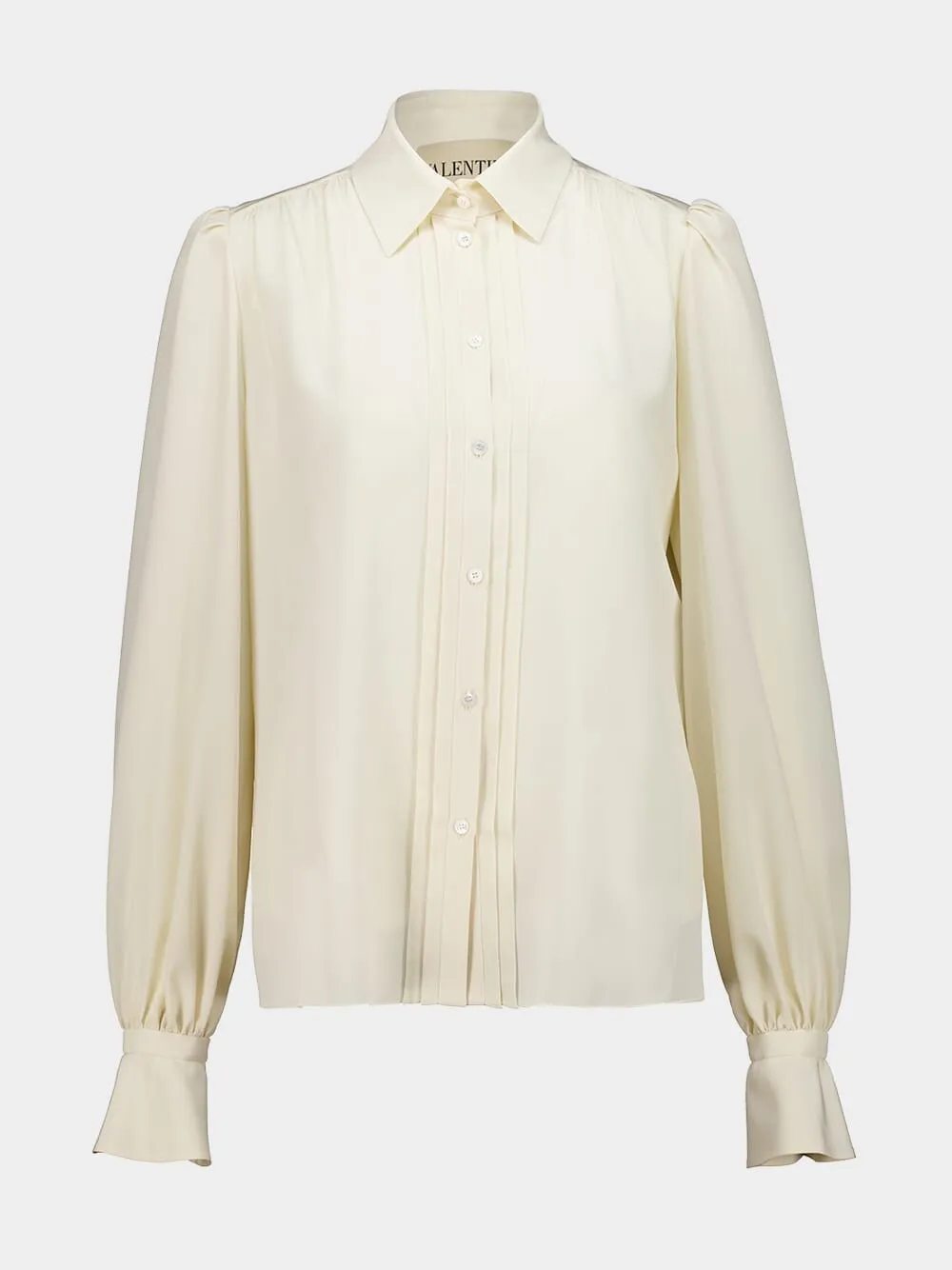 Vanilla Silk Crêpe de Chine Long Sleeve Shirt sold by Fashion Clinic
