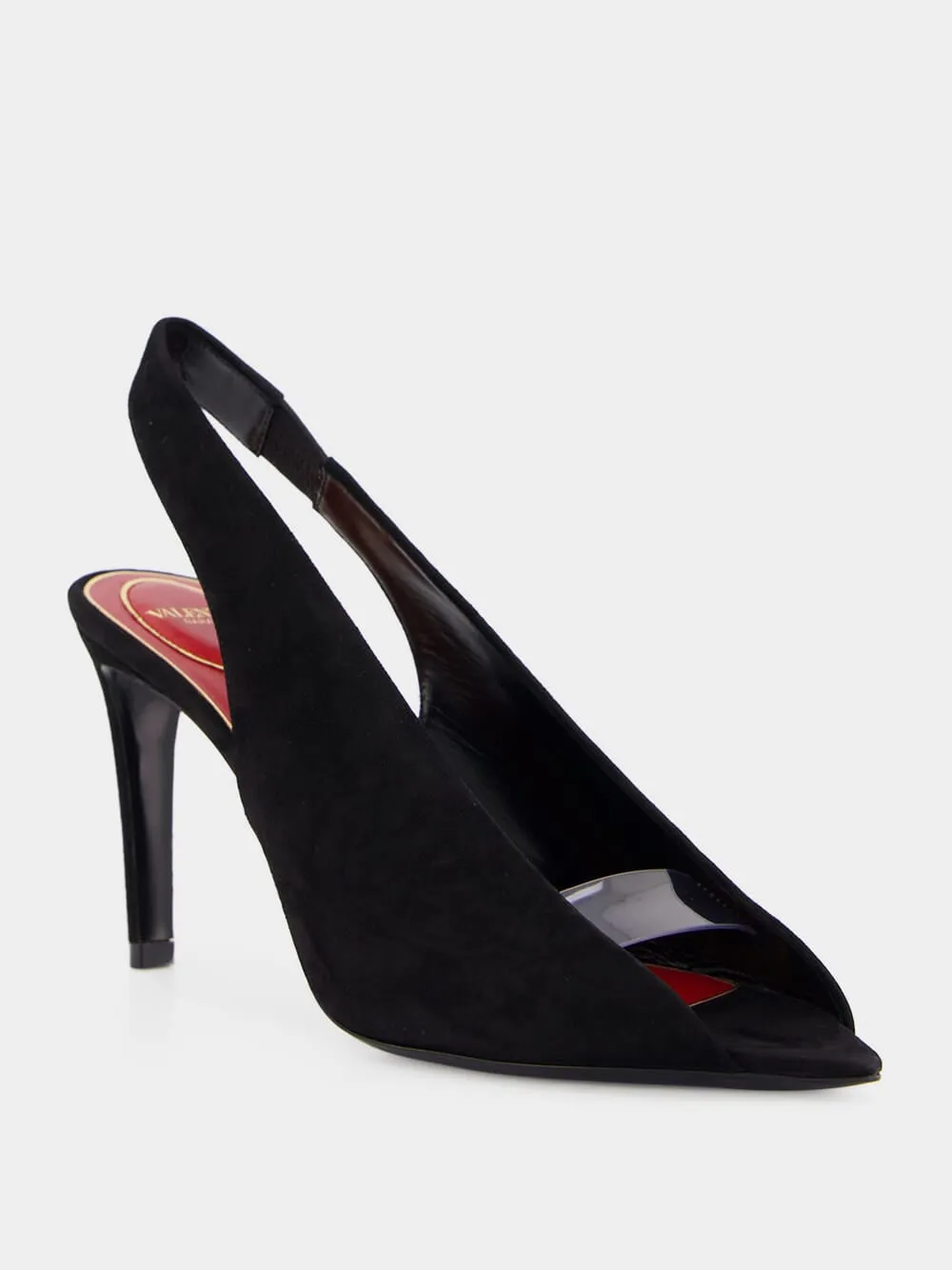 Black Révélé 105 Open-Toe Suede Pumps sold by Fashion Clinic product image thumbnail 3