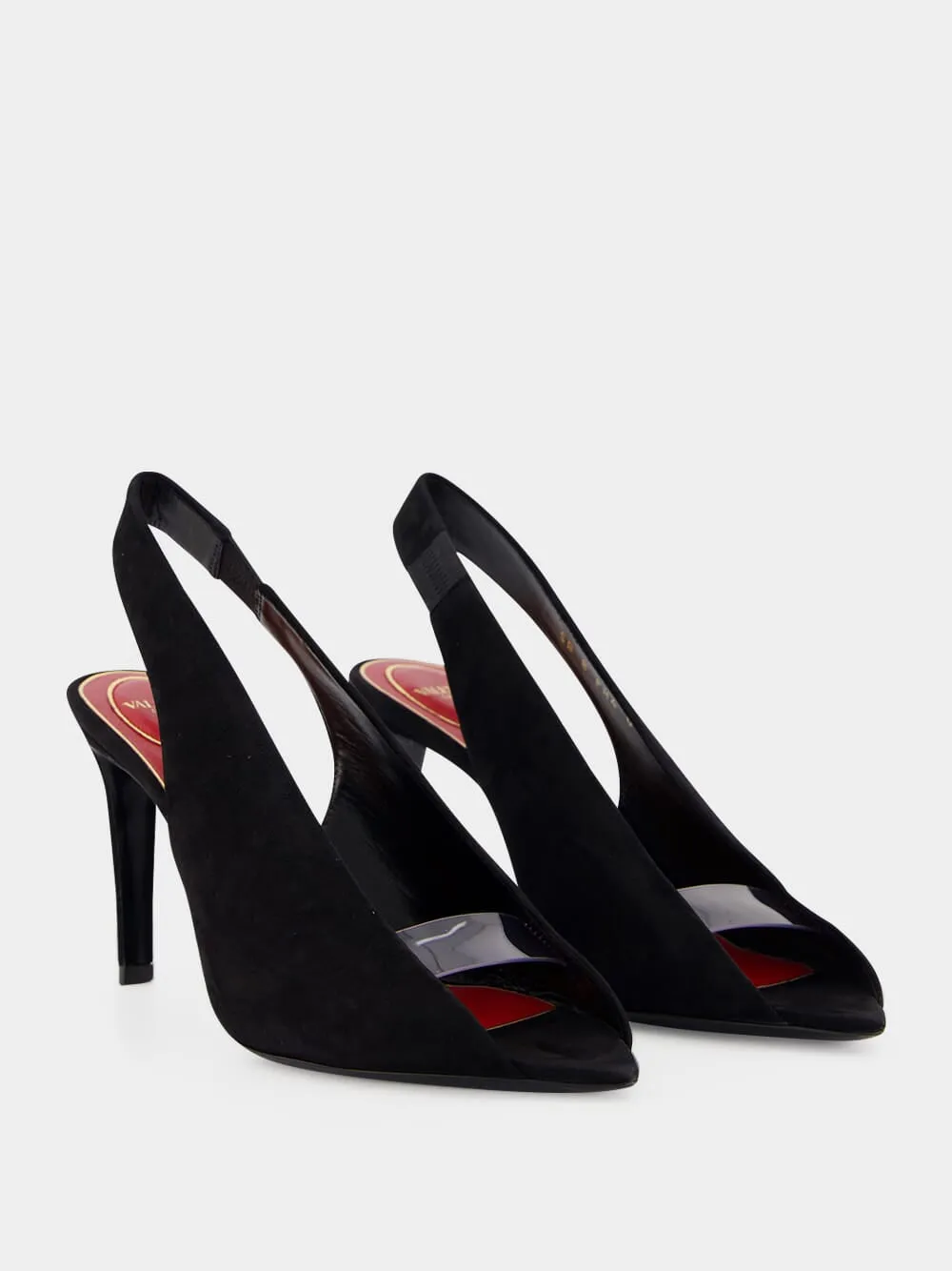 Black Révélé 105 Open-Toe Suede Pumps sold by Fashion Clinic product image thumbnail 4