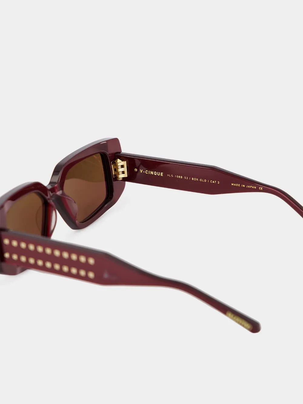 Bordeaux Studded Square Sunglasses sold by Fashion Clinic product image thumbnail 4