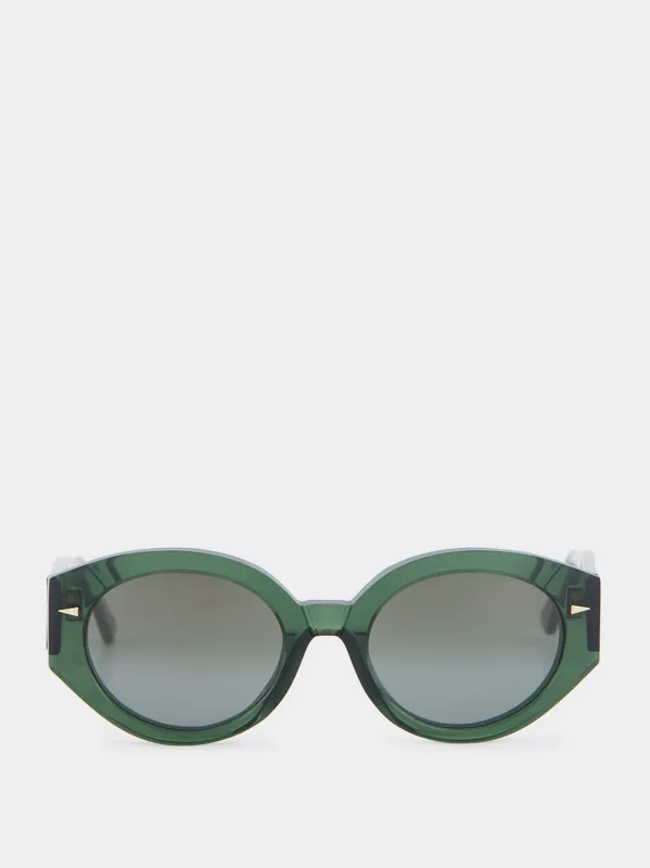 Art Deco Dark Green Sunglasses made by Ahlem Eyewear