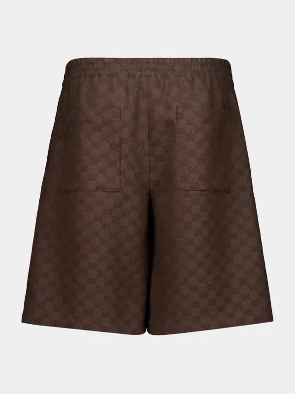 Brown GG Canvas Linen Blend Shorts made by Gucci