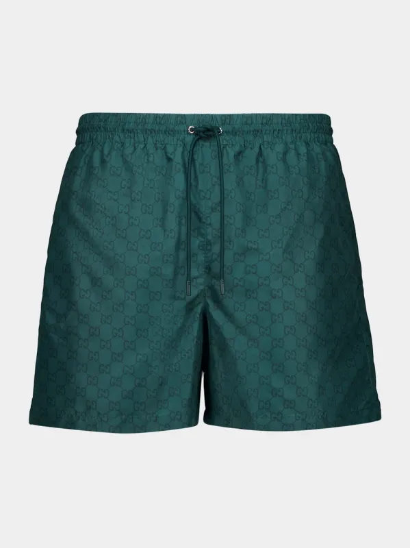 Glade Green GG Nylon Swim Shorts made by Gucci