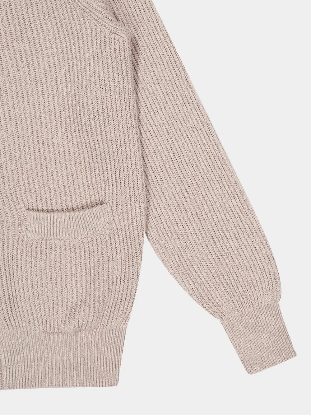 Beige Cotton Rib Knit Cardigan sold by Fashion Clinic product image thumbnail 4