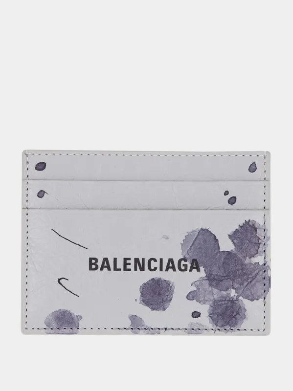 Light Grey Printed Leather Card Holder made by Balenciaga