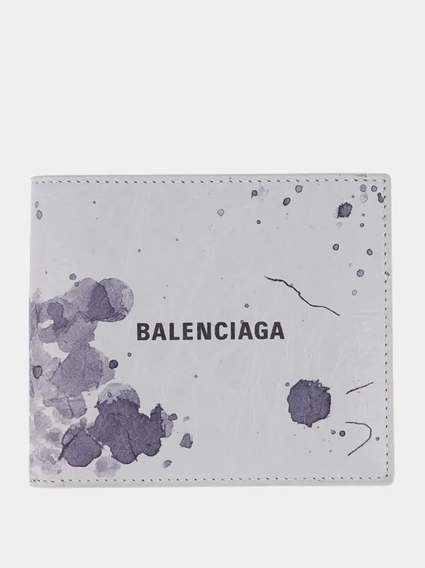 Light Grey Printed Leather Wallet made by Balenciaga