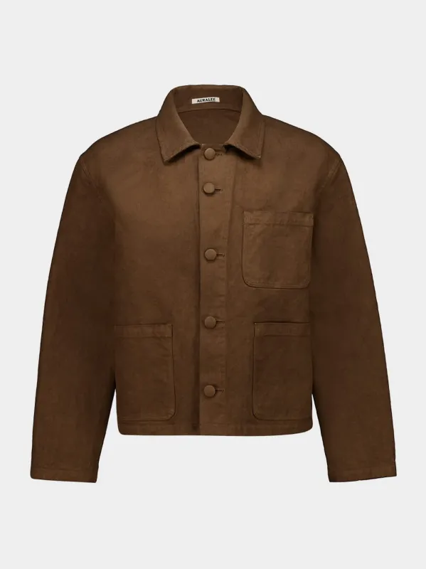 Dark Brown Garment-Dyed Cotton Jacket made by Auralee