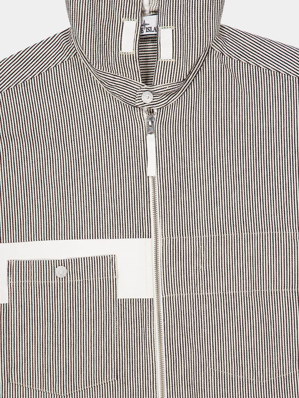 Navy Blue Striped Cotton Hooded Jacket sold by Fashion Clinic product image thumbnail 3