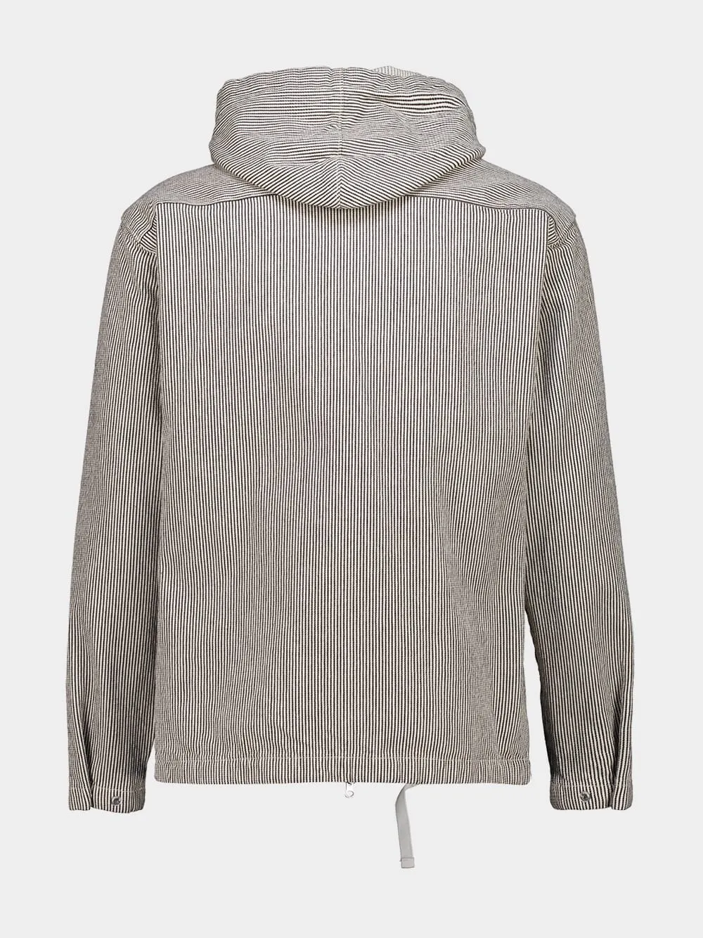 Navy Blue Striped Cotton Hooded Jacket sold by Fashion Clinic product image thumbnail 2