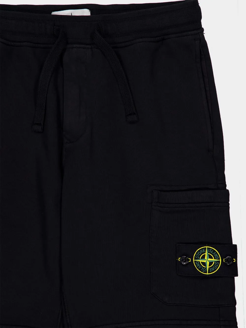 Black Cotton Fleece Jogger Shorts sold by Fashion Clinic product image thumbnail 3