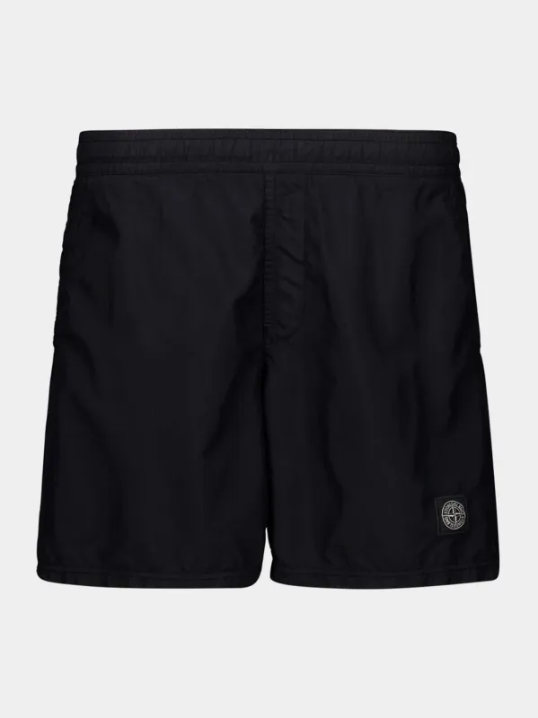 Black Brushed Nylon Swim Trunks made by Stone Island