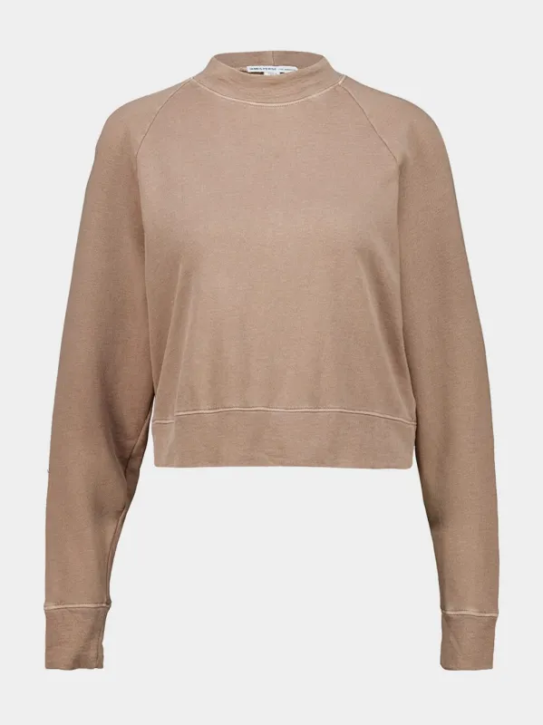 Coffee Brown Cropped Sweatshirt made by James Perse