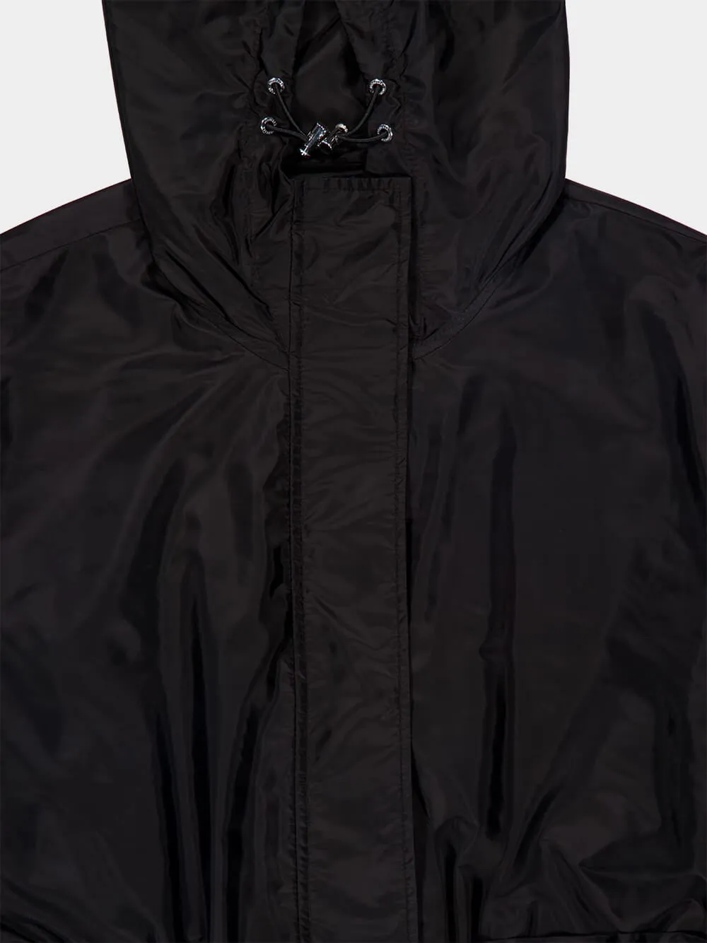 Black Hooded Ruched Rain Jacket sold by Fashion Clinic product image thumbnail 5